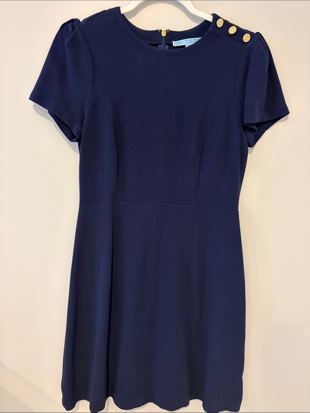 Draper James Navy Mini Dress with Gold Buttons